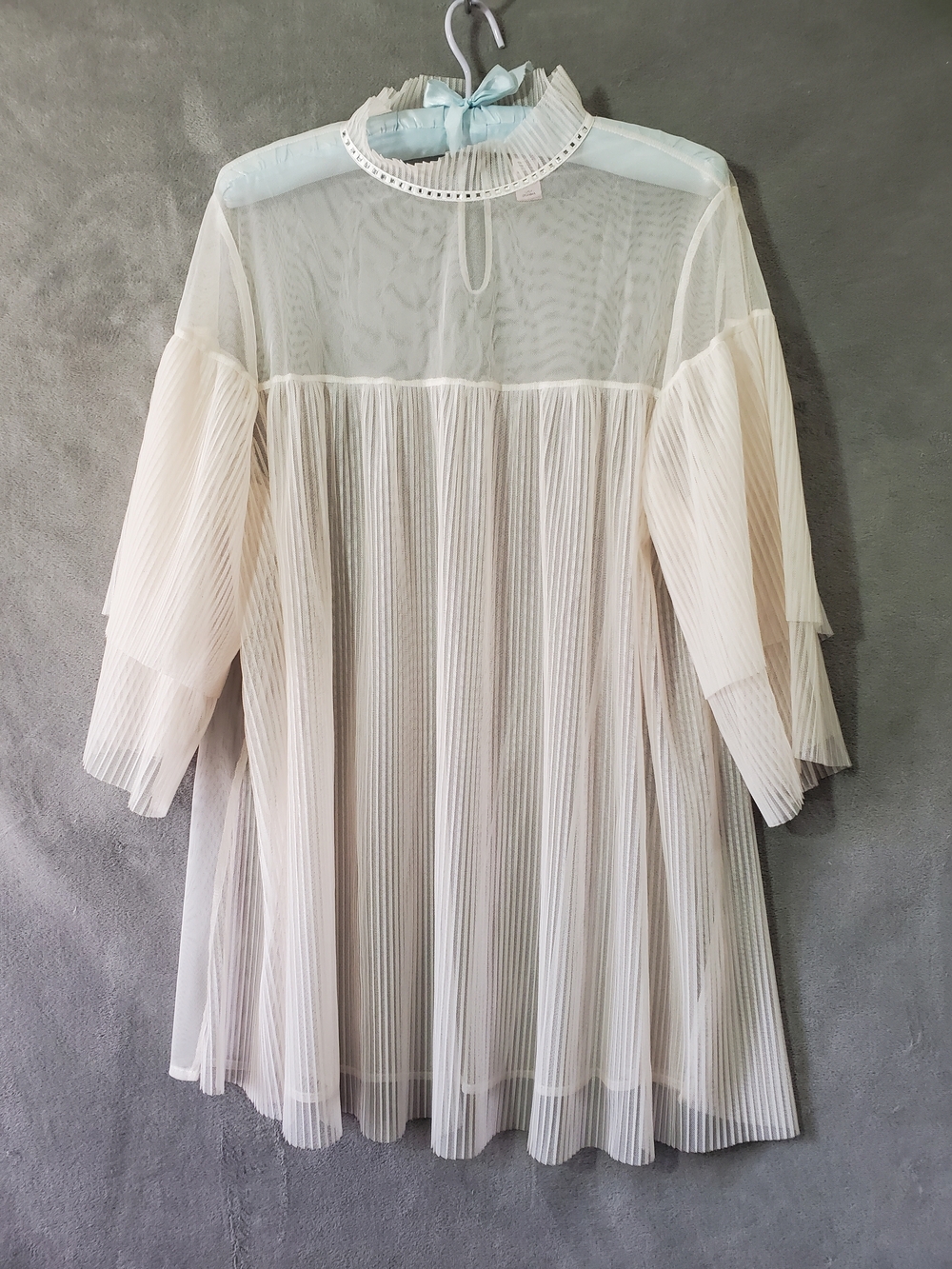 Sheer Pleated Ivory Negligee Top